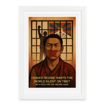 Œuvre d’art de protestation pour la justice au Tibet - Affiche encadrée (27 × 37 cm) - blanc - Devant