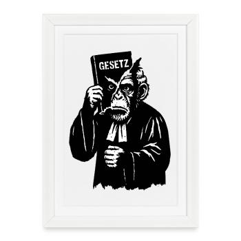 Illustration humoristique des droits du singe - Affiche encadrée (27 × 37 cm) - blanc - Devant