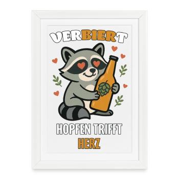 Chemise à la bière Verbiert – Hop Love & Raccoon - Affiche encadrée (27 × 37 cm) - blanc - Devant