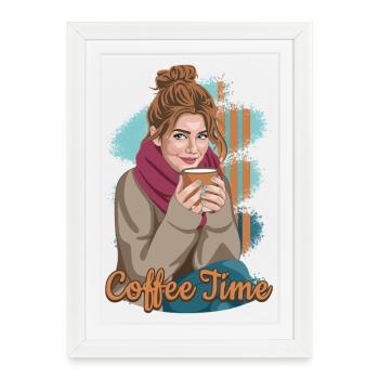 L’heure du café - Affiche encadrée (27 × 37 cm) - blanc - Devant