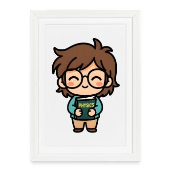 Little physics hero with book - Framed poster (27 × 37 cm) - white - Front
