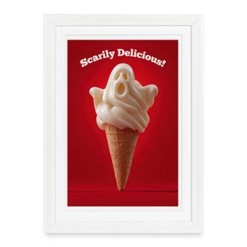 Ghost IceCream Scarily Delicious - Framed poster (27 × 37 cm) - white - Front