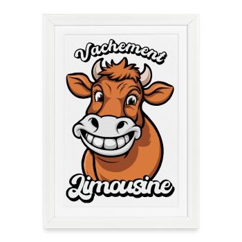 Vachement Limousine Humour Rural Agricultural Gift - Framed poster (27 × 37 cm) - white - Front