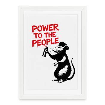 Graffiti du pouvoir au peuple - Affiche encadrée (27 × 37 cm) - blanc - Devant