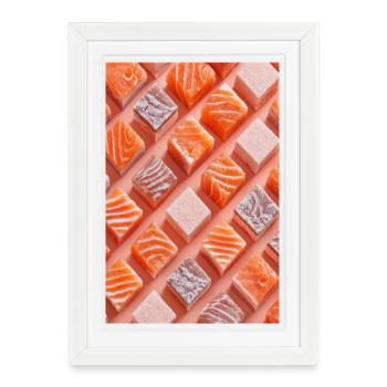 Grille de bonbons de tuile de saumon - Affiche encadrée (27 × 37 cm) - blanc - Devant