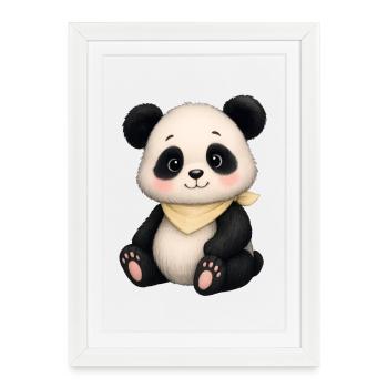 Panda câlin avec écharpe - Affiche encadrée (27 × 37 cm) - blanc - Devant