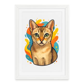 Explosion de couleurs de chat de Singapura - Affiche encadrée (27 × 37 cm) - blanc - Devant