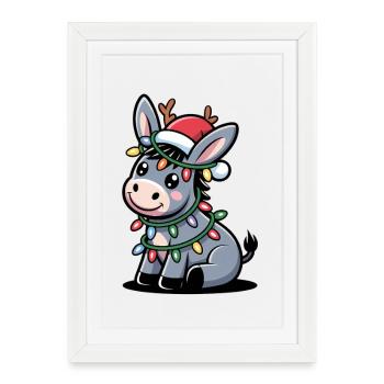 Âne Elfe Noël - Affiche encadrée (27 × 37 cm) - blanc - Devant