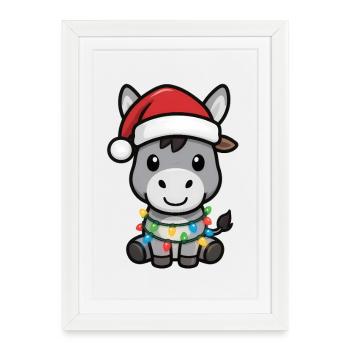 Âne Elf Noël Drôle Cadeaux de Noël - Affiche encadrée (27 × 37 cm) - blanc - Devant