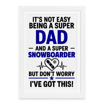 Herz + Snowboard – Super Papa Snowboarder - Framed poster (27 × 37 cm) - white - Front