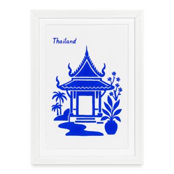 Pavillon Bleu Thaï - Affiche encadrée (27 × 37 cm) - blanc - Devant