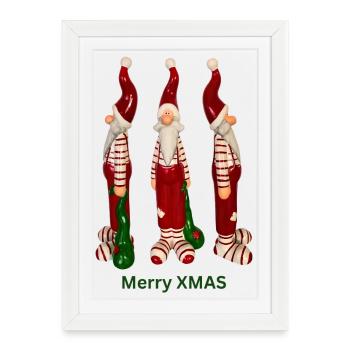 Trio du Père Noël Joyeux Noël - Affiche encadrée (27 × 37 cm) - blanc - Devant