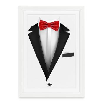 Noeud Papillon Smoking Mariage Occasion - Affiche encadrée (27 × 37 cm) - blanc - Devant