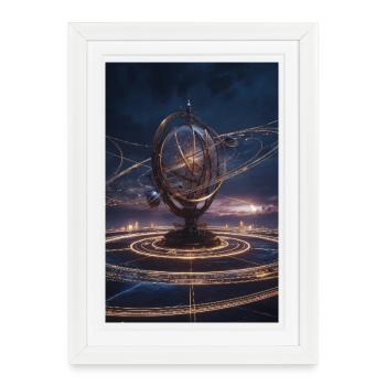 Orbite armillaire lumineuse - Affiche encadrée (27 × 37 cm) - blanc - Devant