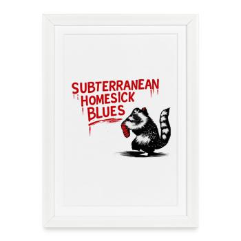 Raccoon Blues - Affiche encadrée (27 × 37 cm) - blanc - Devant