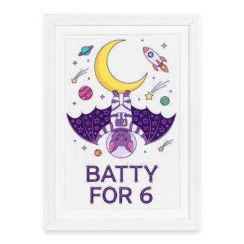 Batty pour 6 battes - Affiche encadrée (27 × 37 cm) - blanc - Devant