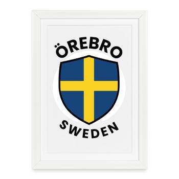 Drapeau du Bouclier d’Örebro Suède - Affiche encadrée (27 × 37 cm) - blanc - Devant