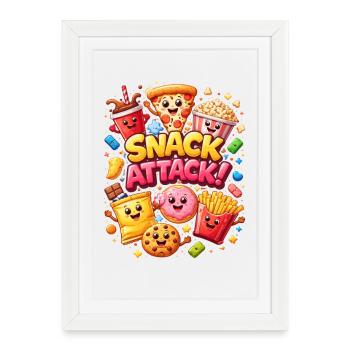 Attaque des encas ! Héros des snacks colorés - Affiche encadrée (27 × 37 cm) - blanc - Devant