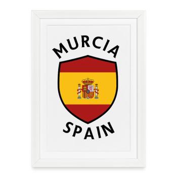 Bouclier de Murcie sous drapeau espagnol - Affiche encadrée (27 × 37 cm) - blanc - Devant