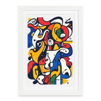 Motifs d’œuvres abstraites en mosaïque de lignes colorées - Affiche encadrée (27 × 37 cm) - blanc - Devant