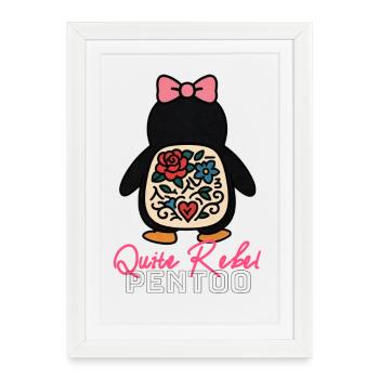Assez rebelle Pentoo - Tendance du Pingouin Nihiliste - Affiche encadrée (27 × 37 cm) - blanc - Devant