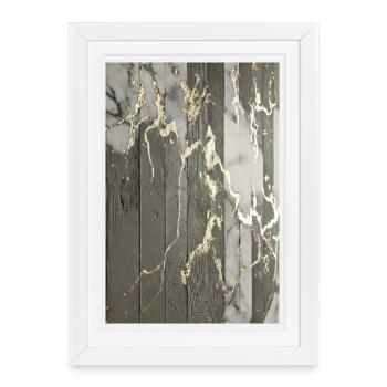 Luxury Exposed Concrete Marble Gold Structure - Framed poster (27 × 37 cm) - white - Front