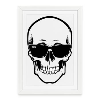 Crâne en ligne Spike noir contrastant avec le sourire - Affiche encadrée (27 × 37 cm) - blanc - Devant
