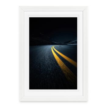 Perspective de la route de minuit - Affiche encadrée (27 × 37 cm) - blanc - Devant