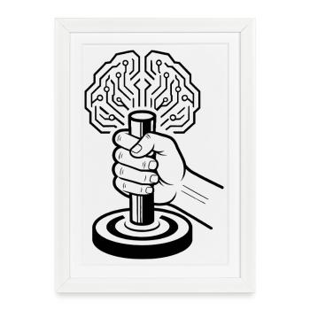 Digital Brain Cyborg Artificial Intelligence - Framed poster (27 × 37 cm) - white - Front