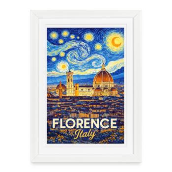 Florence, Italie. - Affiche encadrée (27 × 37 cm) - blanc - Devant