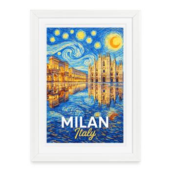 Milan, Italy. - Framed poster (27 × 37 cm) - white - Front