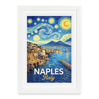 Naples, Italie - Affiche encadrée (27 × 37 cm) - blanc - Devant