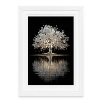 Lumière lumineuse d’arbre argenté - Affiche encadrée (27 × 37 cm) - blanc - Devant