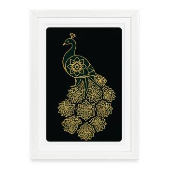Golden Peacock Mandala: Royal and Elegant Design - Framed poster (27 × 37 cm) - white - Front