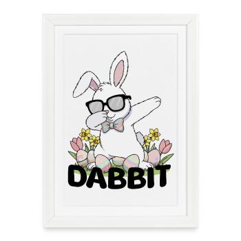 Ostern Damen Kinder Hase Kaninchen Dabbing Rabbit  - Gerahmtes Poster (27 × 37 cm) - Weiß - Vorne