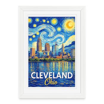 Cleveland, Ohio - Affiche encadrée (27 × 37 cm) - blanc - Devant