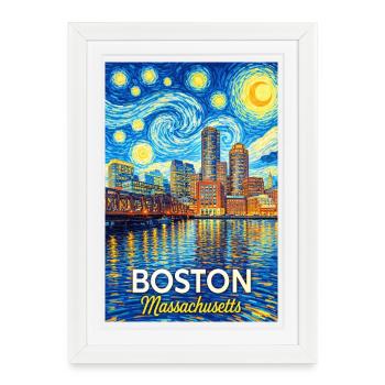 Boston, Massachusetts - Affiche encadrée (27 × 37 cm) - blanc - Devant