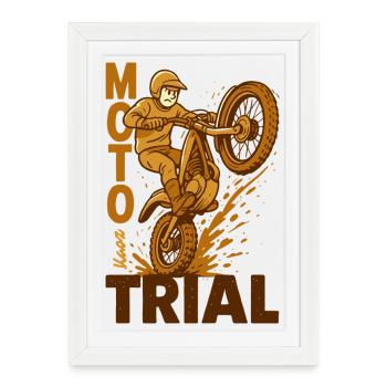 Moto Trial Rider Splash Motocross - Framed poster (27 × 37 cm) - white - Front