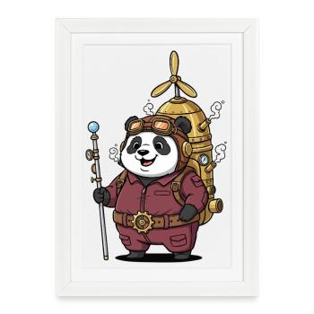 Panda Aviator Steampunk Propulsion Steam Cute - Framed poster (27 × 37 cm) - white - Front