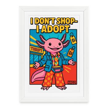 I Don’t Shop I Adopt Alien - Framed poster (27 × 37 cm) - white - Front