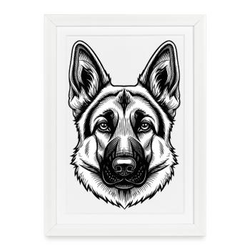 Inkline German Shepherd Head - Framed poster (27 × 37 cm) - white - Front