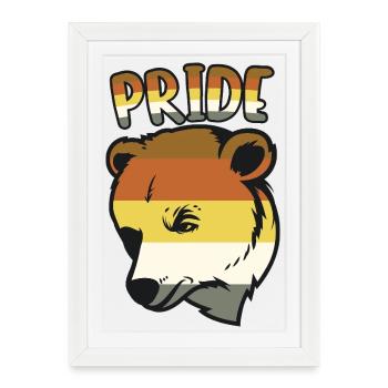 Drapeau de la fierté de l’ours Graphique animalier communautaire LGBTQ - Affiche encadrée (27 × 37 cm) - blanc - Devant