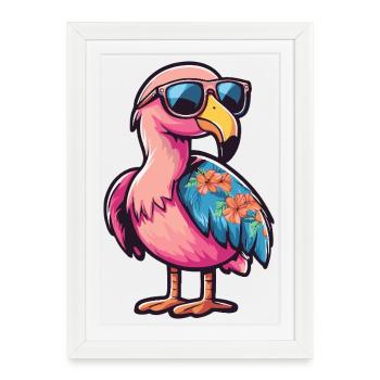 Vacances de bandes dessinées Flamingo - Affiche encadrée (27 × 37 cm) - blanc - Devant