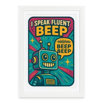 Flowing Beep | Robot Sci-Fi Nerd - Framed poster (27 × 37 cm) - white - Front