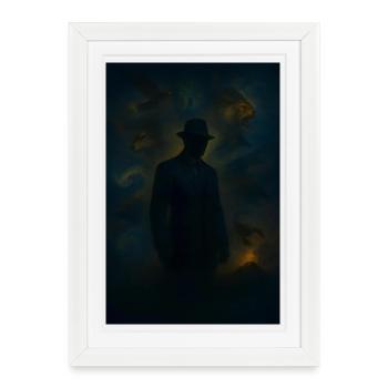 Fog Guardian in the Ghost Forest - Framed poster (27 × 37 cm) - white - Front