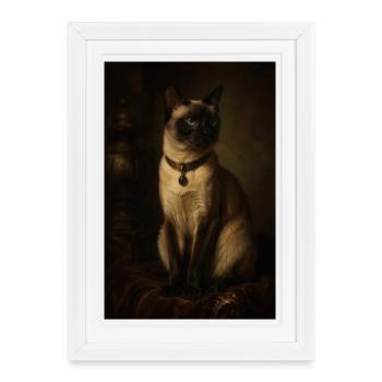 Nocturne Siamese Portrait - Framed poster (27 × 37 cm) - white - Front