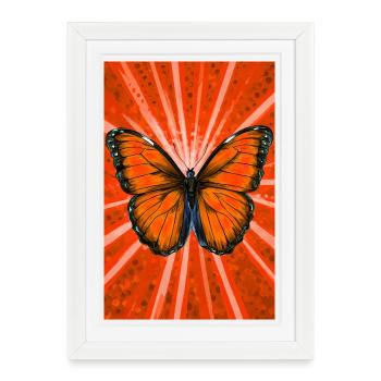 butterfly - Framed poster (27 × 37 cm) - white - Front
