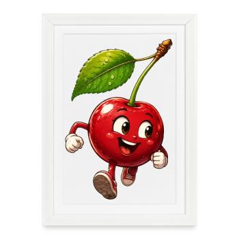 Funny Cherry - Framed poster (27 × 37 cm) - white - Front