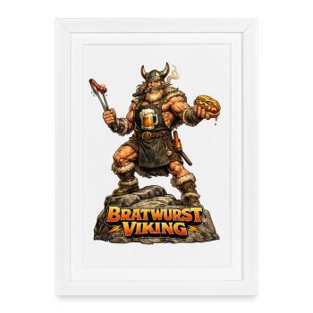 Bratwurst Viking - Affiche encadrée (27 × 37 cm) - blanc - Devant