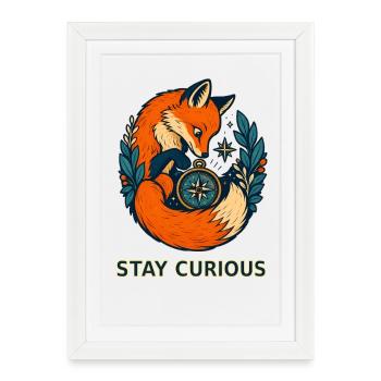 Forest fox compass of curiosity - Framed poster (27 × 37 cm) - white - Front